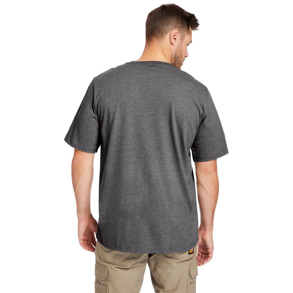 Camisetas Timberland Argentina Hombre - Pro® Big & Tall Base Plate Short-Sleeve - Gris Oscuro - PSQR